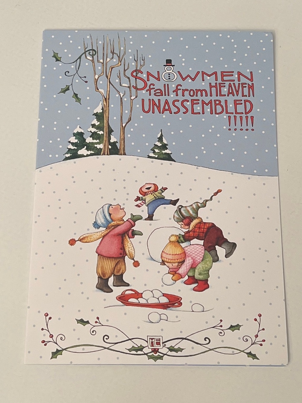 Mary Engelbreit Snowman Christmas Cards/Envelopes Set of 8 NEW